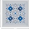 Amazon Brand – Stone & Beam Boho Blue and White Print Wall Art, White Frame, 14″ x 14″