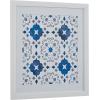 Amazon Brand – Stone & Beam Boho Blue and White Print Wall Art, White Frame, 14″ x 14″