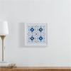 Amazon Brand – Stone & Beam Boho Blue and White Print Wall Art, White Frame, 14″ x 14″