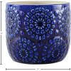 Amazon Brand – Stone & Beam Cylindrical Modern Ceramic Floral Embossed Decorative Planter Flower Pot, 4.4″ x 4.9″, Blue
