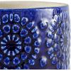 Amazon Brand – Stone & Beam Cylindrical Modern Ceramic Floral Embossed Decorative Planter Flower Pot, 4.4″ x 4.9″, Blue