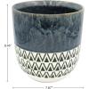 Amazon Brand – Stone & Beam Mid-Century Patterned Planter, 8.46″H, Indigo Blue