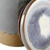 Amazon Brand – Stone & Beam Organic-Shape Stoneware Round Decorative Organizer Box, 6.4 Inch Height, Blue and Gray