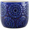 Amazon Brand – Stone & Beam Cylindrical Modern Ceramic Floral Embossed Decorative Planter Flower Pot, 4.4″ x 4.9″, Blue