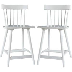 Amazon Brand – Stone & Beam Classic Spindle-Back Counter-Height Wood Barstool, 37.5″H, Set of 2, White