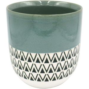 Amazon Brand – Stone & Beam Mid-Century Patterned Planter, 8.46″H, Aqua Blue