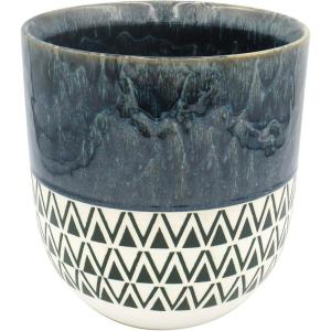 Amazon Brand – Stone & Beam Mid-Century Patterned Planter, 8.46″H, Indigo Blue
