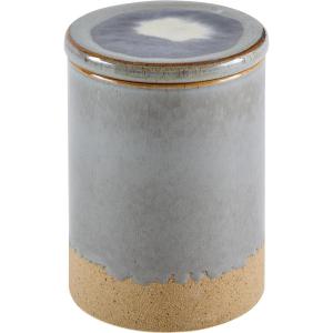 Amazon Brand – Stone & Beam Organic-Shape Stoneware Round Decorative Organizer Box, 6.4 Inch Height, Blue and Gray