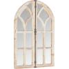 Amazon Brand – Stone & Beam Vintage Farmhouse Wooden Arched Multipanel Mantel Mirror, 36″H, Light Stain