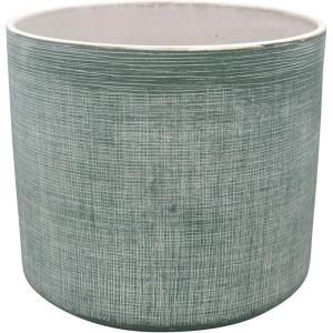 Amazon Brand – Stone & Beam Mid-Century 100% Stoneware Planter, 7.87″H, Distressed Green
