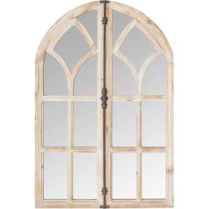 Amazon Brand – Stone & Beam Vintage Farmhouse Wooden Arched Multipanel Mantel Mirror, 36″H, Light Stain