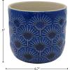 Amazon Brand – Stone & Beam Cylindrical Medium Fan-Embossed Planter, 6″H, Blue