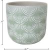Amazon Brand – Stone & Beam Cylindrical Medium Fan-Embossed Planter, 6″H, Seafoam Green