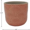 Amazon Brand – Stone & Beam Cylindrical Small Fan-Embossed Planter, 4.3″H, Arabesque Coral Pink