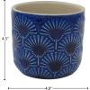 Amazon Brand – Stone & Beam Cylindrical Small Fan-Embossed Planter, 4.3″H, Blue