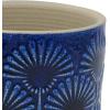 Amazon Brand – Stone & Beam Cylindrical Small Fan-Embossed Planter, 4.3″H, Blue