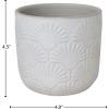 Amazon Brand – Stone & Beam Cylindrical Small Fan-Embossed Planter, 4.3″H, Cloud Dancer White