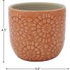 Amazon Brand – Stone & Beam Cylindrical Small Floral-Embossed Planter, 4.3″H, Arabesque Coral Pink