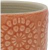 Amazon Brand – Stone & Beam Cylindrical Small Floral-Embossed Planter, 4.3″H, Arabesque Coral Pink