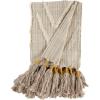 Amazon Brand – Stone & Beam Hand-Woven Global Throw Blanket With Tassels 100% Cotton, Gray