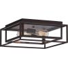 Amazon Brand – Stone & Beam Industrial Rectangle Cage Flush Mount Exterior Ceiling Fixture With 2 Light Bulbs – 15.25 x 15.25 x 6.5 Inches, Oil-Rubbed Bronze