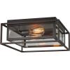 Amazon Brand – Stone & Beam Industrial Rectangle Cage Flush Mount Indoor Ceiling Fixture With 2 Light Bulbs – 15.25 x 15.25 x 6.5 Inches, Oil-Rubbed Bronze
