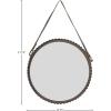 Amazon Brand – Stone & Beam Rustic Farmhouse Round Wood Iron Mirror with Faux Leather Strap – 22 Inch, Black Metal