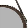 Amazon Brand – Stone & Beam Rustic Farmhouse Round Wood Iron Mirror with Faux Leather Strap – 22 Inch, Black Metal
