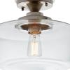 Amazon Brand – Stone & Beam Schoolhouse Semi-Flush Mount Ceiling Fixture With Light Bulb And Clear Glass Shade – 11 x 11 x 10.5 Inches, Brushed Nickel