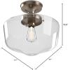 Amazon Brand – Stone & Beam Schoolhouse Semi-Flush Mount Ceiling Fixture With Light Bulb And Clear Glass Shade – 11 x 11 x 10.5 Inches, Brushed Nickel