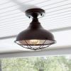 Amazon Brand – Stone & Beam Vintage Indoor Outdoor Flush Mount Ceiling Chandelier Fixture with Light Bulb – 10.6 x 10.6 x 9.24 Inches, Antique Bronze