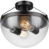 GLOBE Electric 61003 Belsize 2-Light Flush Mount, Oil Rubbed Bronze, Clear Glass Shade, Bulbs Included