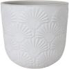 Amazon Brand – Stone & Beam Cylindrical Large Fan-Embossed Planter, 7.5″H, Cloud Dancer White