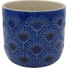 Amazon Brand – Stone & Beam Cylindrical Medium Fan-Embossed Planter, 6″H, Blue