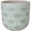 Amazon Brand – Stone & Beam Cylindrical Medium Fan-Embossed Planter, 6″H, Seafoam Green