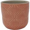 Amazon Brand – Stone & Beam Cylindrical Small Fan-Embossed Planter, 4.3″H, Arabesque Coral Pink