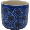 Amazon Brand – Stone & Beam Cylindrical Small Fan-Embossed Planter, 4.3″H, Blue