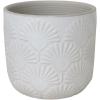 Amazon Brand – Stone & Beam Cylindrical Small Fan-Embossed Planter, 4.3″H, Cloud Dancer White
