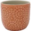 Amazon Brand – Stone & Beam Cylindrical Small Floral-Embossed Planter, 4.3″H, Arabesque Coral Pink