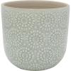 Amazon Brand – Stone & Beam Cylindrical Small Floral-Embossed Planter, 4.3″H, Seafoam Green
