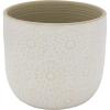 Amazon Brand – Stone & Beam Medium Floral-Embossed Cylindrical Planter, 6″H, Cloud Dancer White