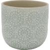 Amazon Brand – Stone & Beam Medium Floral-Embossed Planter, 6″H, Seafoam Green