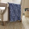 Amazon Brand – Stone & Beam Modern Heathered Cable-Knit Throw Blanket – 60 x 50 Inch, Navy