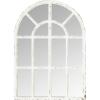 Amazon Brand – Stone & Beam Vintage Farmhouse Wooden Arched Mantel Mirror, 36.25″H, Whitewash