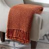 Amazon Brand – Stone & Beam Woven Farmhouse Throw Blanket, Soft and Cozy, 50″ x 60″, Orange/Red