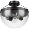 GLOBE Electric 61003 Belsize 2-Light Flush Mount, Oil Rubbed Bronze, Clear Glass Shade, Bulbs Included