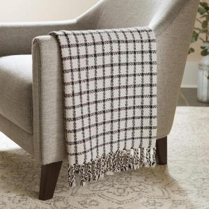 Amazon Brand – Stone & Beam Casual Grid Throw Blanket – 60 x 50 Inch, Black / Ivory