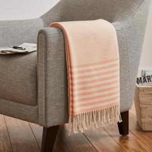 Amazon Brand – Stone & Beam Contemporary Stripe Throw Blanket – 60 x 50 Inch, Mahogany Rose