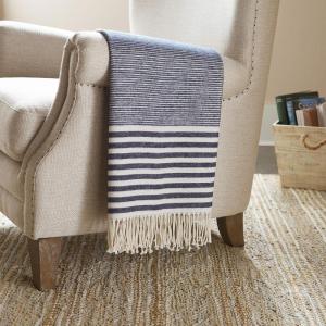 Amazon Brand – Stone & Beam Contemporary Stripe Throw Blanket – 60 x 50 Inch, Navy