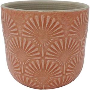 Amazon Brand – Stone & Beam Large Fan-Embossed Planter, 7.5″H, Arabesque Coral Pink